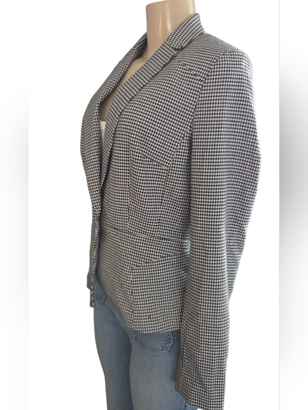 Worthington Women’s Size 8 Black White Houndstooth One Button Blazer Jacket - Picture 7 of 7